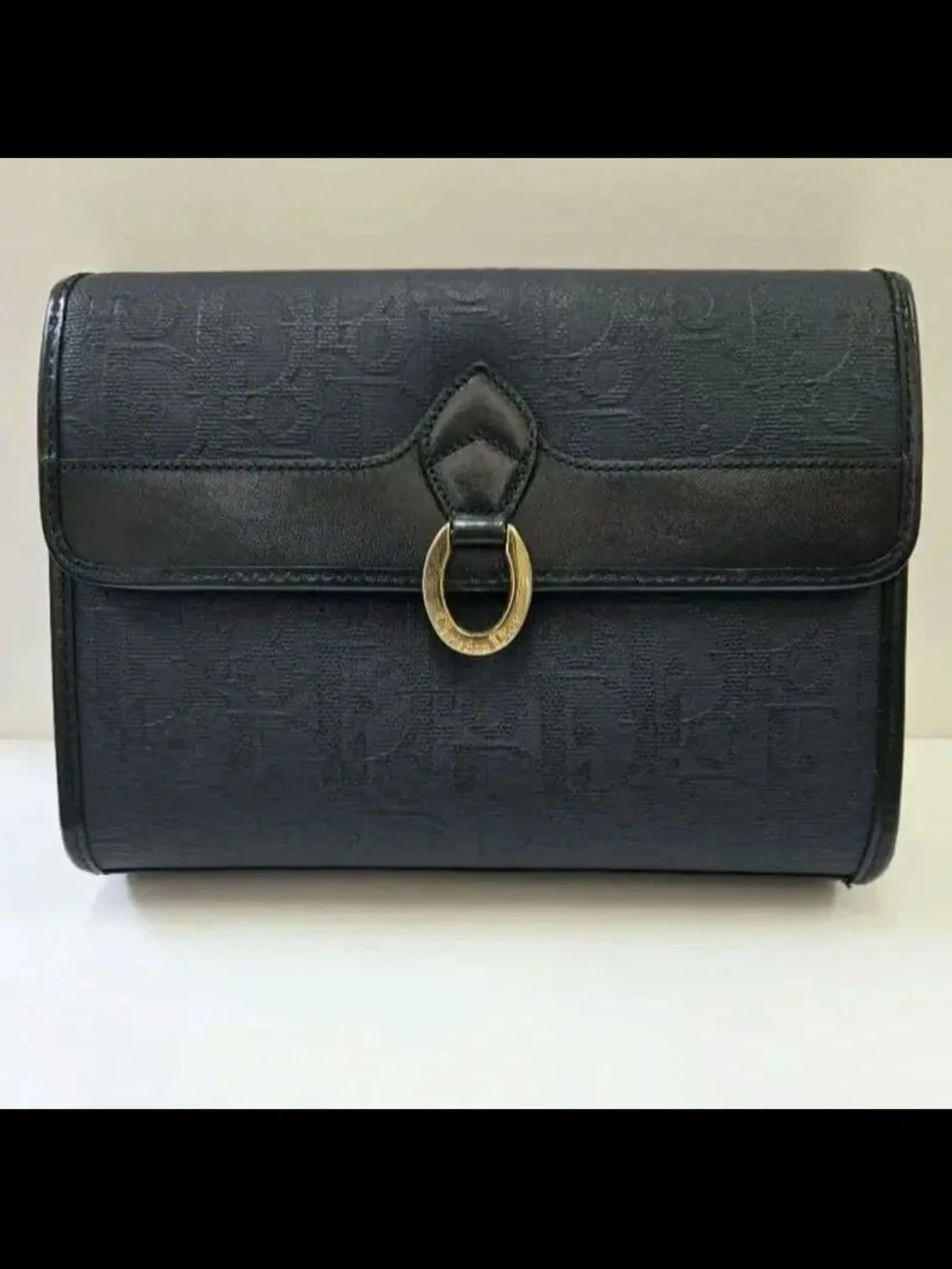 Dior Black Clutch with Gold Ring Detail